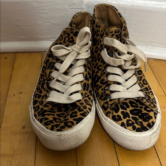 Seavee Calf Hair Leopard Print Ankle Sneakers with White Laces - Picture 4 of 8